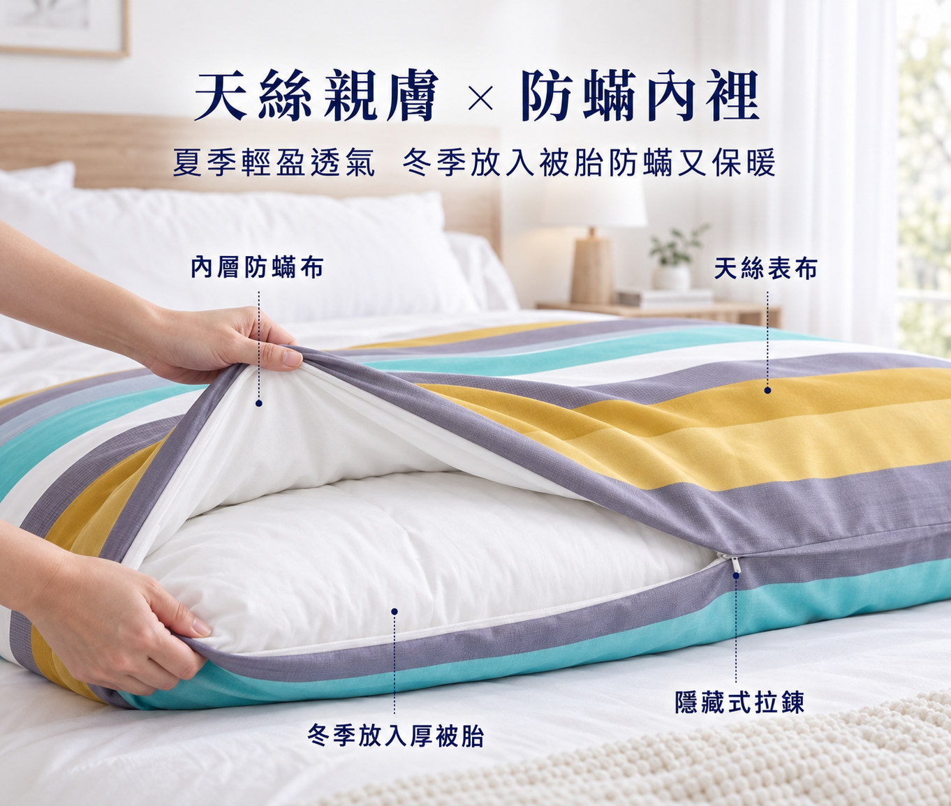 質感天絲防蟎兩用被,適合雙人加大與特大主臥