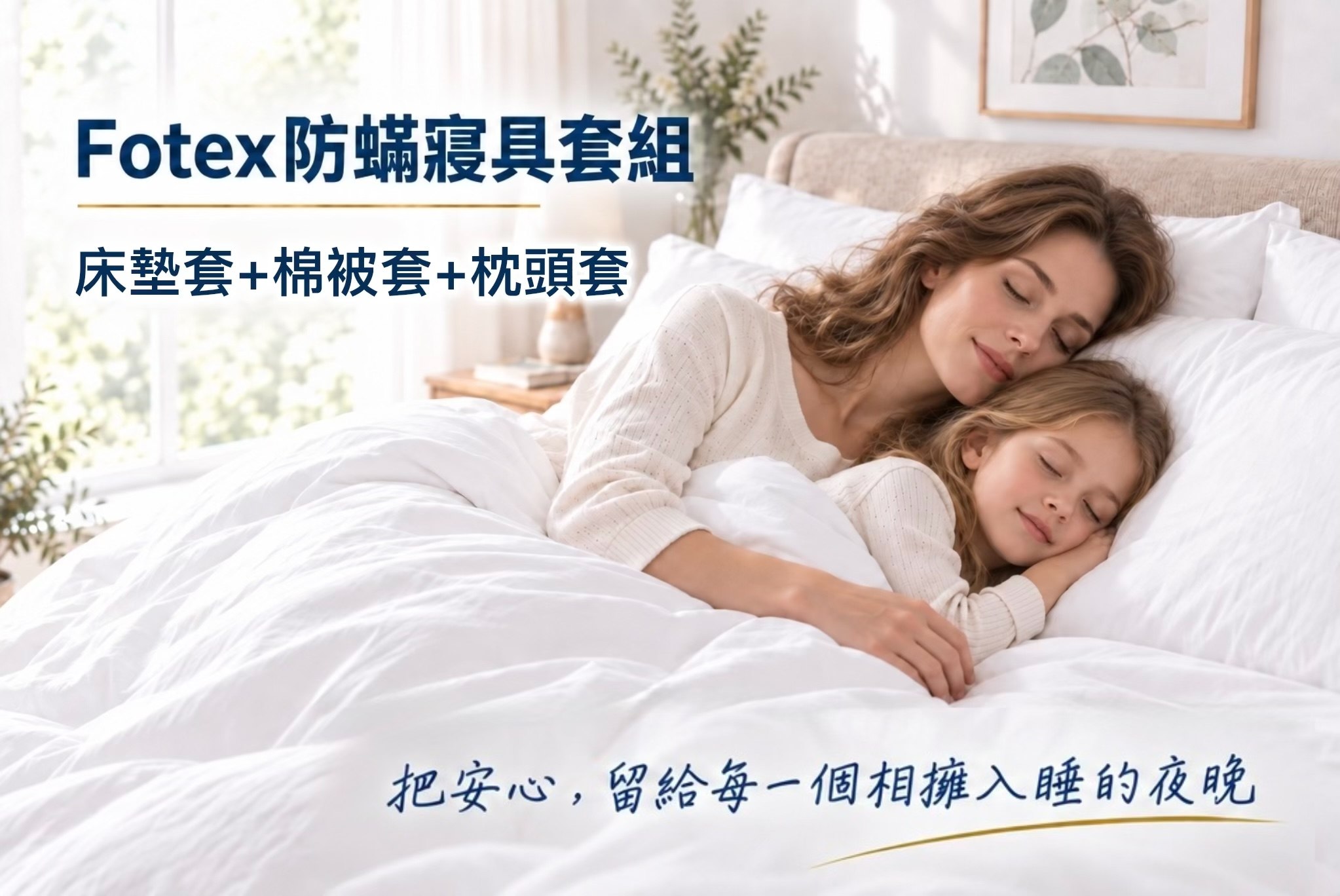 床墊、枕芯與被胎皆使用Fotex防蟎寢具完整包覆保護