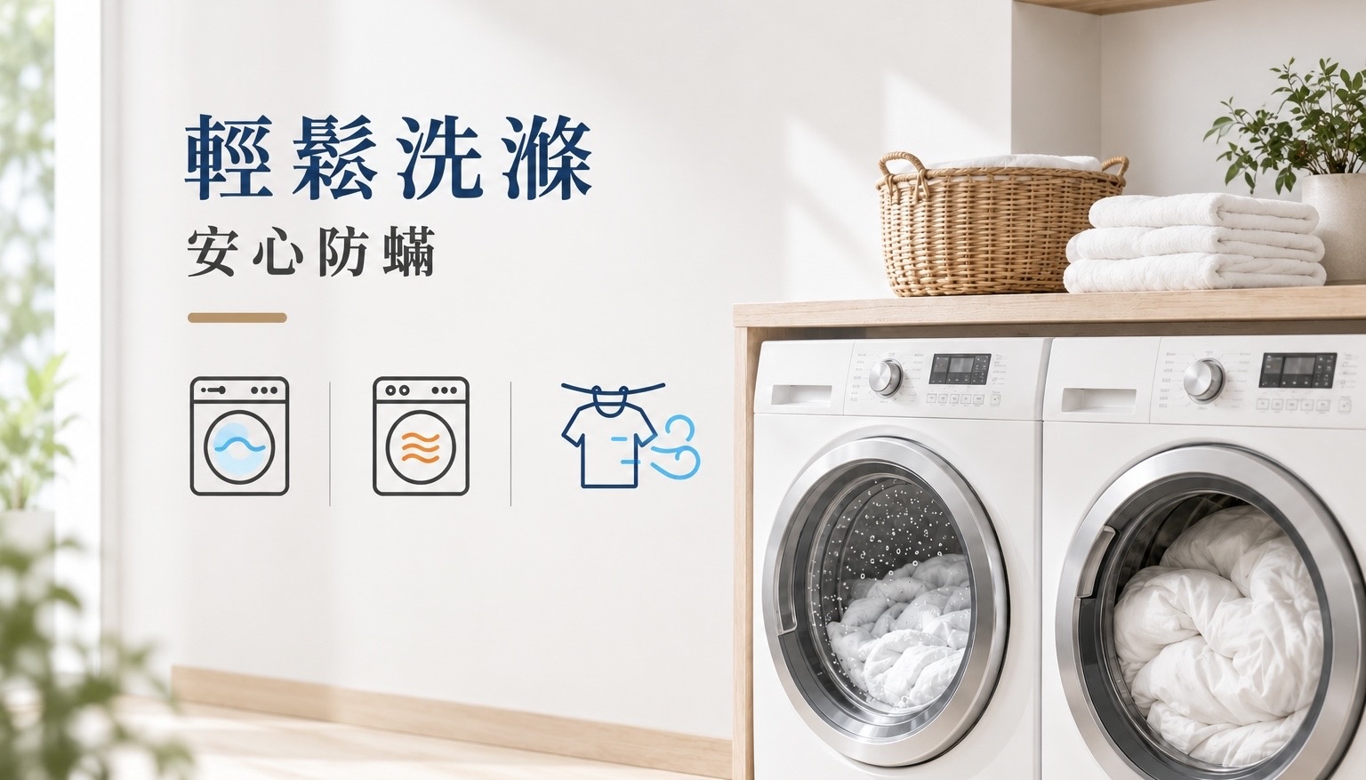Fotex防蟎棉被套可機洗並依洗標烘乾,方便大型被胎日常防護保養