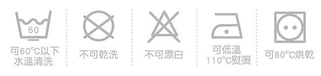 Fotex防蟎枕頭套洗滌方式圖解，包含機洗、低溫烘乾及清潔注意事項