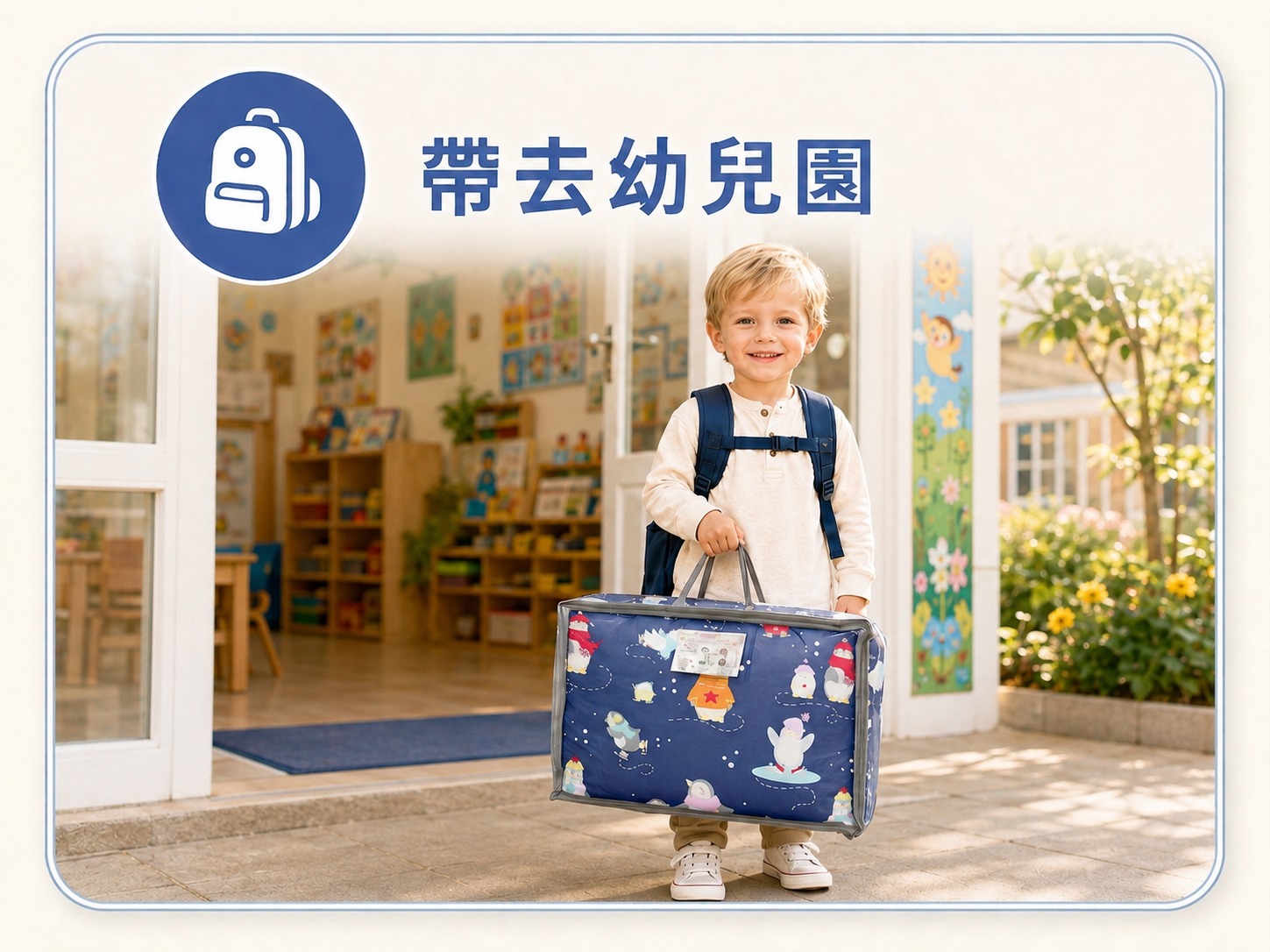 鼻過敏兒童攜帶個人防蟎睡袋到幼兒園午睡，方便家庭清潔管理