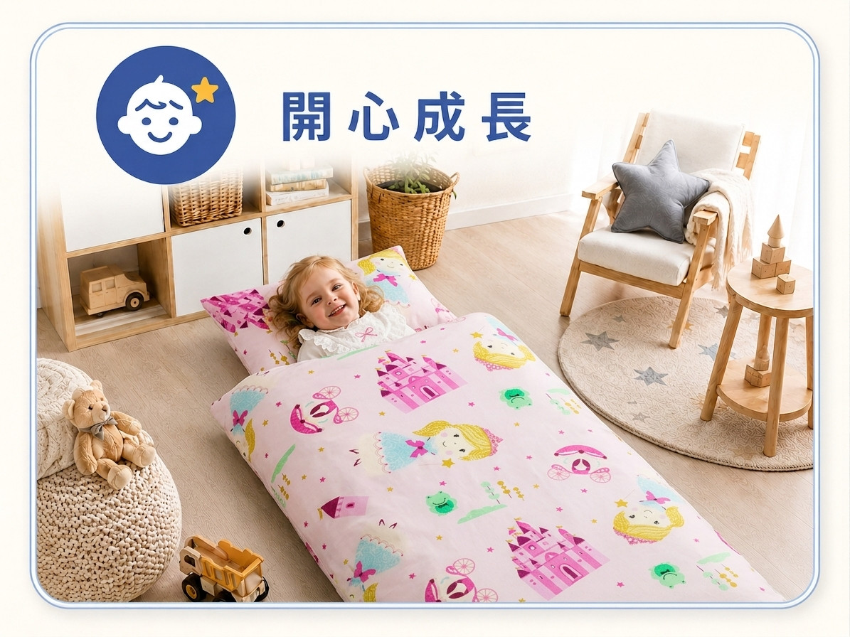 學齡前兒童在個人睡袋中開心休息，建立日常午睡作息