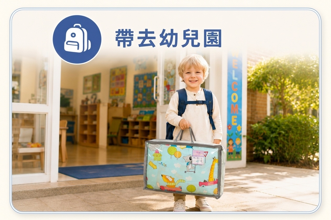 幼兒園上學攜帶兒童防蟎睡袋，整套收納於提袋方便孩子與家長使用